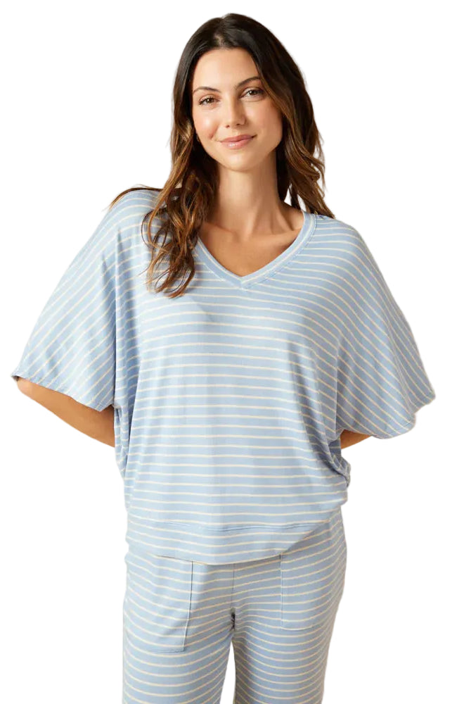 Softies Dream Jersey V-Neck & Capri Buttery Soft 2 Piece Lounge Set - Flirt!