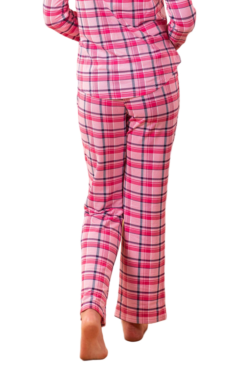 Navy & Pink Plaid Cloud Plush Pajama Pant - Flirt!