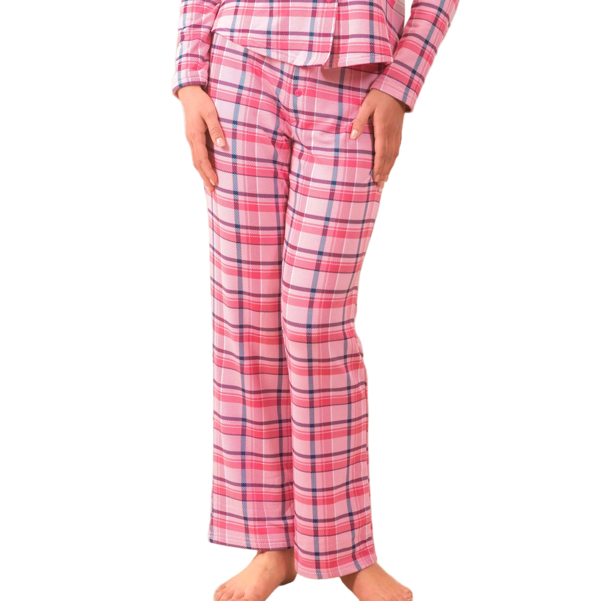Navy & Pink Plaid Cloud Plush Pajama Pant - Flirt!