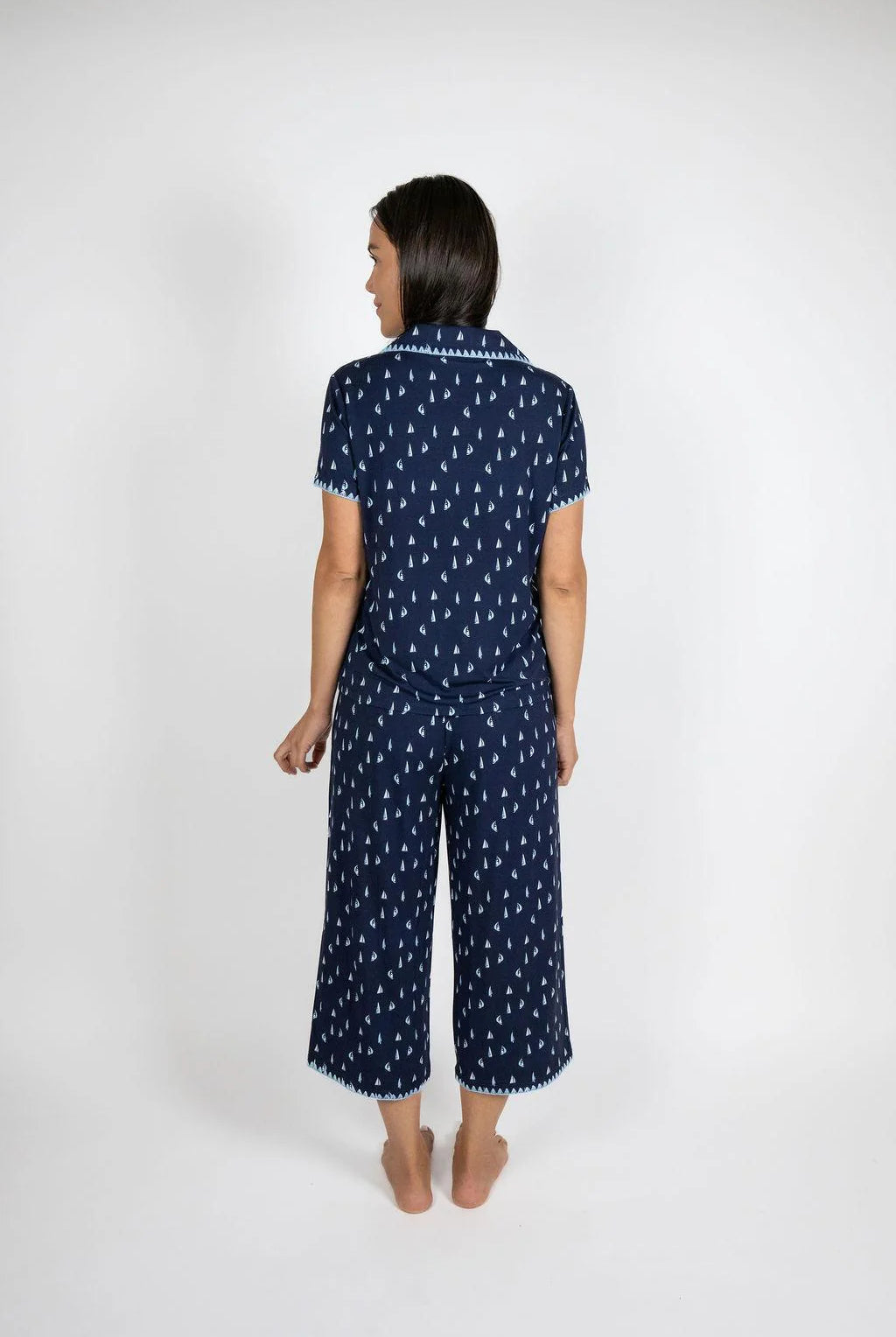 Aspen Dreams Sailboat Cropped 2 Piece Pajama Set - Flirt!