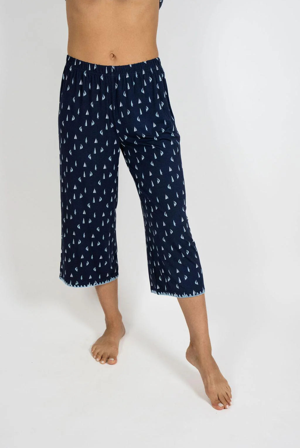 Aspen Dreams Sailboat Cropped 2 Piece Pajama Set - Flirt!