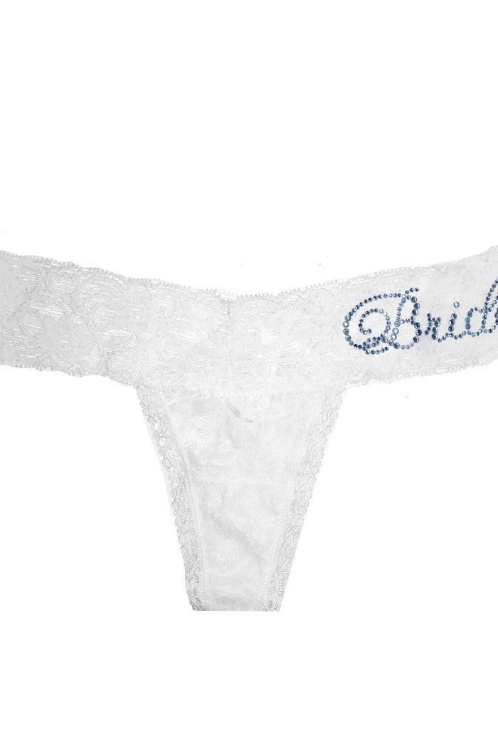 Classy Bride Darling Lace Crystal Jeweled Bridal Thong Panties - Flirt!