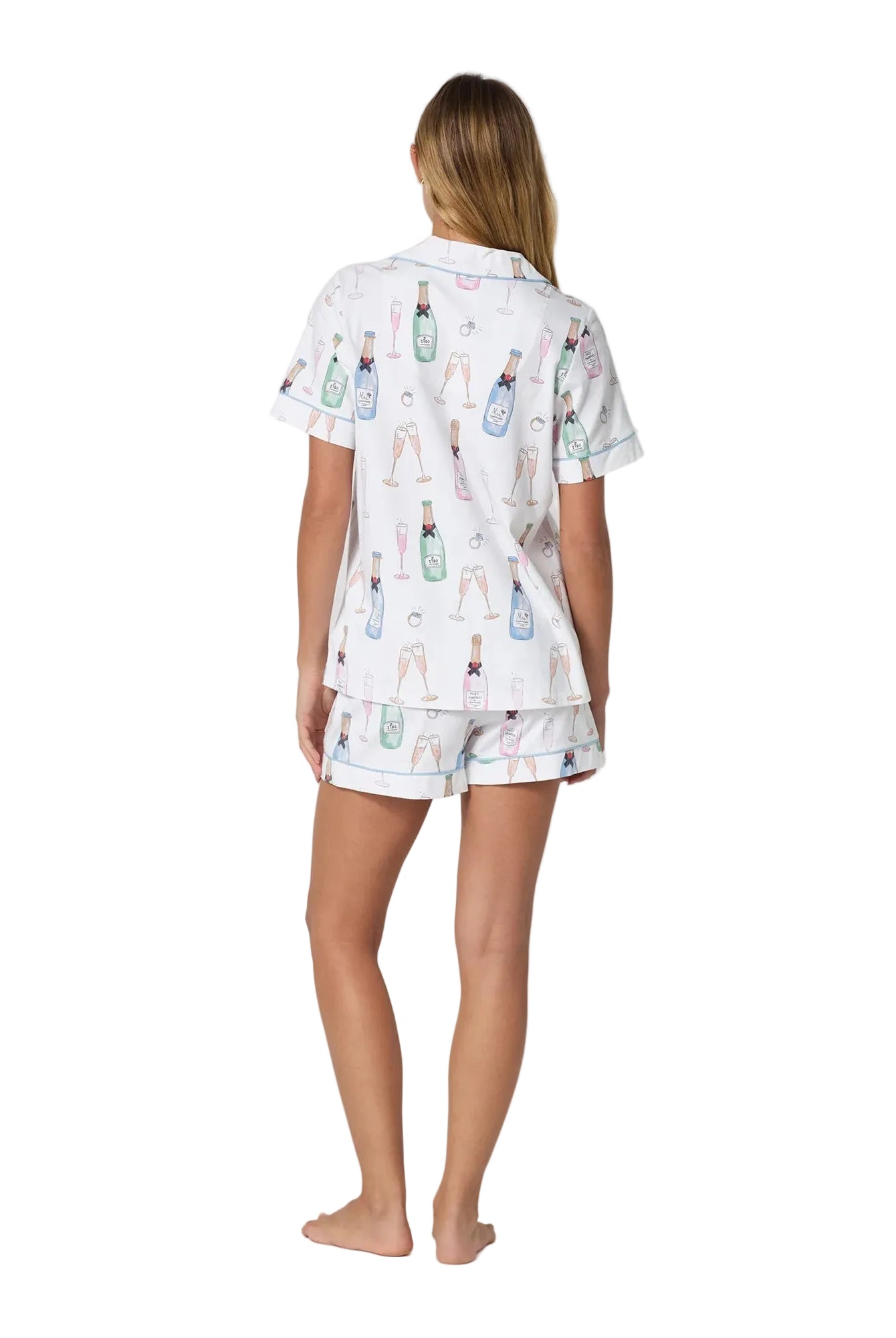 Bedhead Champagne Wedding Short Sleeve Classic Shorty Stretch Jersey 2 Piece PJ Set - Flirt!