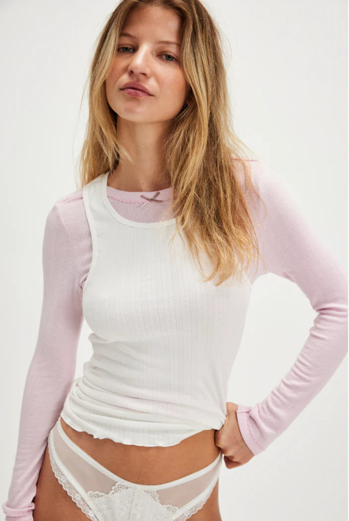 Free People Fresh In Love Pointelle Tank - Flirt!