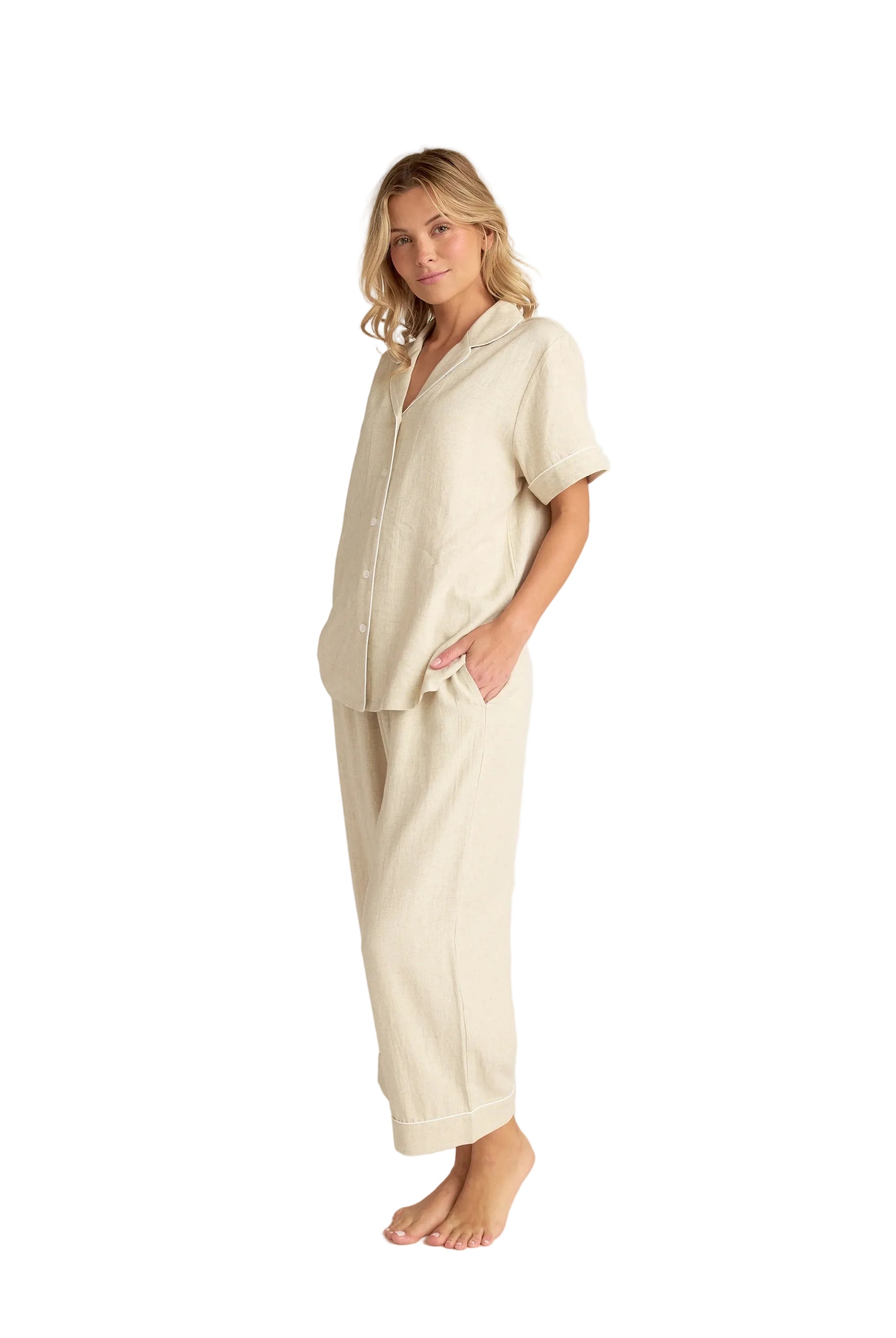 Faceplant Dreams Linen Blend PJ Capri Pant - Flirt!