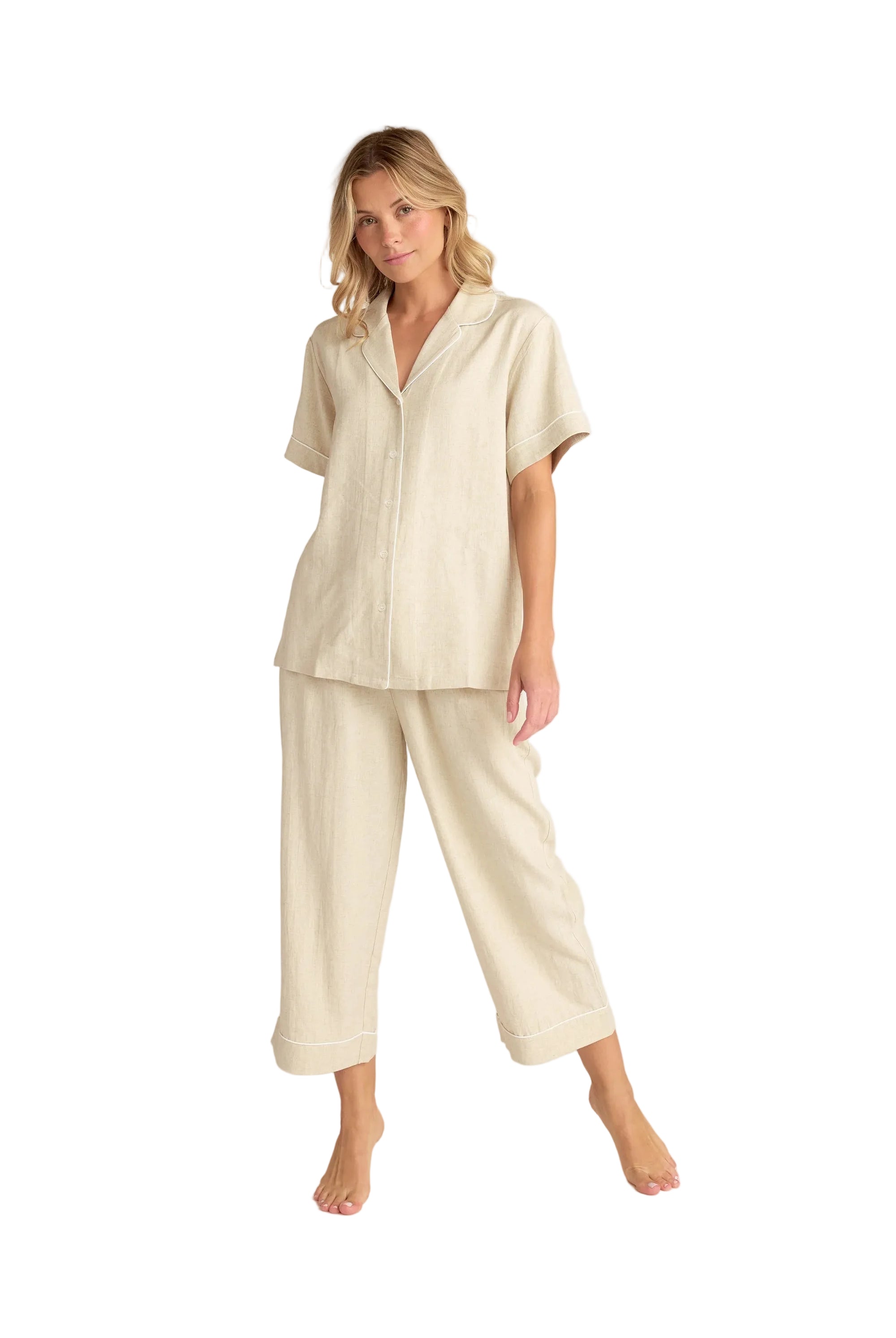 Faceplant Dreams Linen Blend PJ Capri Pant - Flirt!