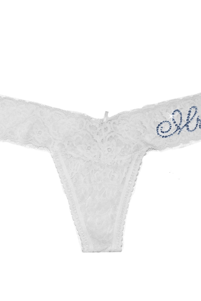 Classy Bride Darling Lace Crystal Jeweled Bridal Thong Panties - Flirt!