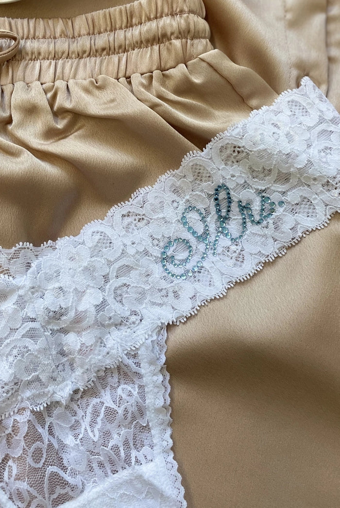 Classy Bride Darling Lace Crystal Jeweled Bridal Thong Panties - Flirt!
