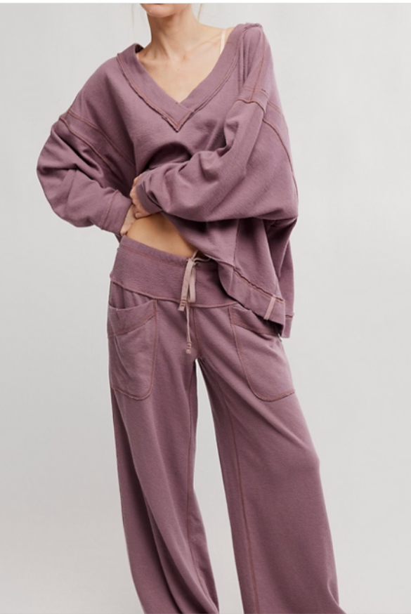 Free People Staycation Long Sleeve V-Neck Pullover - Flirt!