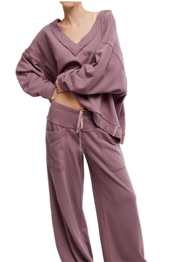 Free People Staycation Long Sleeve V-Neck Pullover - Flirt!