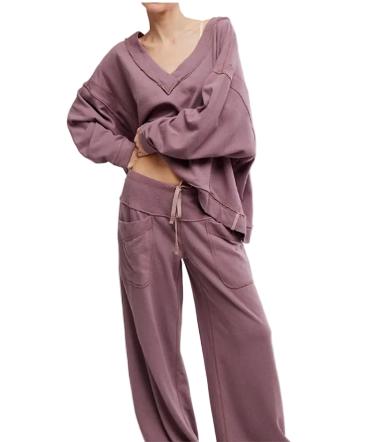 Free People Staycation Long Sleeve V-Neck Pullover - Flirt!