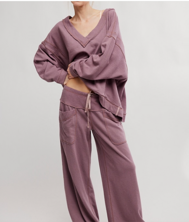 Free People Staycation Long Sleeve V-Neck Pullover - Flirt!