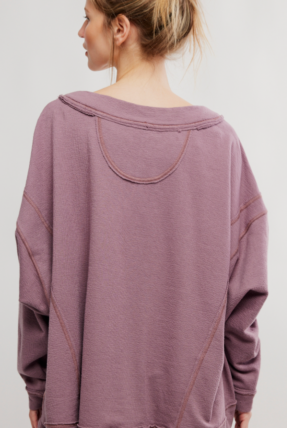 Free People Staycation Long Sleeve V-Neck Pullover - Flirt!