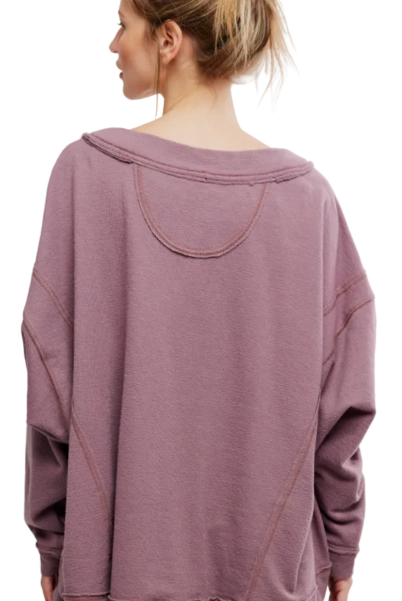 Free People Staycation Long Sleeve V-Neck Pullover - Flirt!