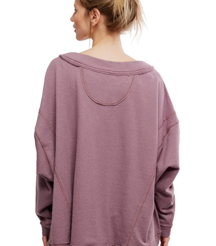 Free People Staycation Long Sleeve V-Neck Pullover - Flirt!