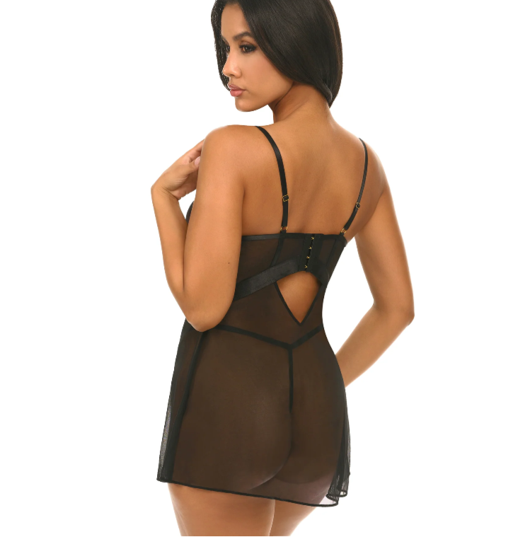 Leanna Sheer Babydoll with matching G-String Panty - Flirt! Luxe Lingerie & Sleepwear