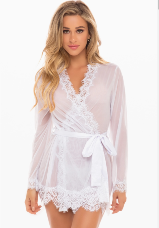 Provence Sheer Robe with matching G-String Panty - Flirt! Luxe Lingerie & Sleepwear