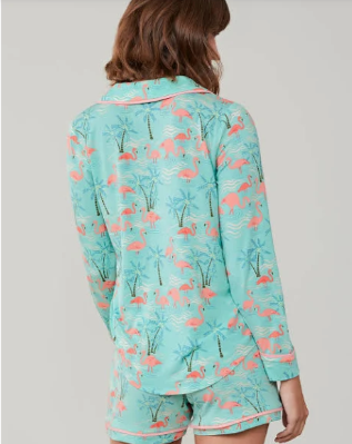 Spartina449 Flamingo and Palm Tree Print Pajama Short - Flirt!