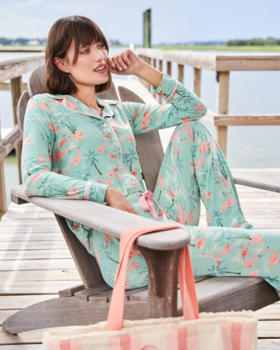 Spartina449 Flamingos and Palm Trees Pajama Pant - Flirt!