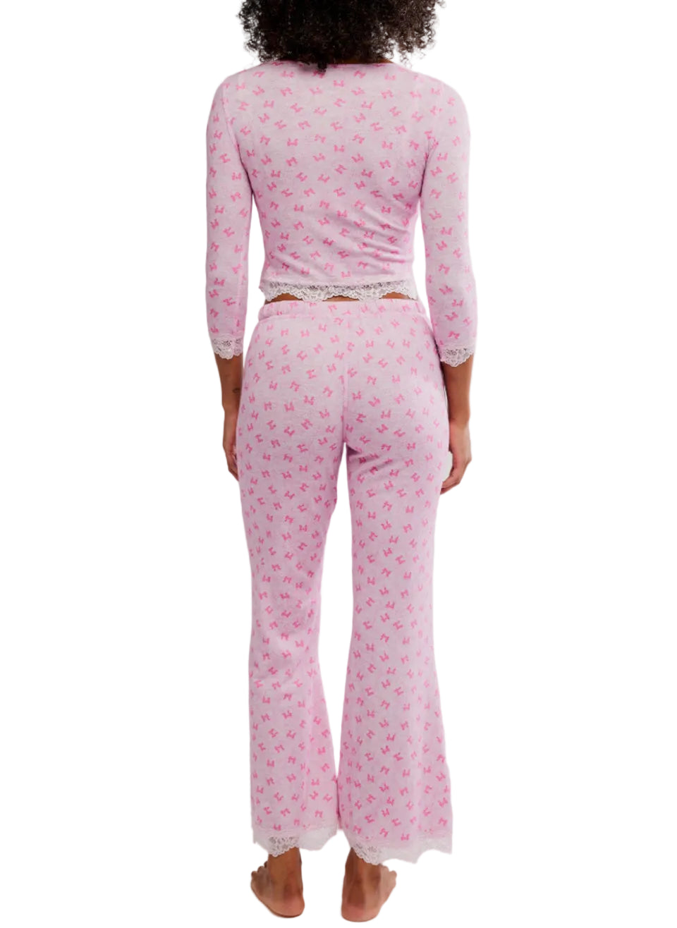 Free People Stolen Dance 3/4 Sleeve Henley Top and Pant 2 Piece Sleep Set - Flirt!