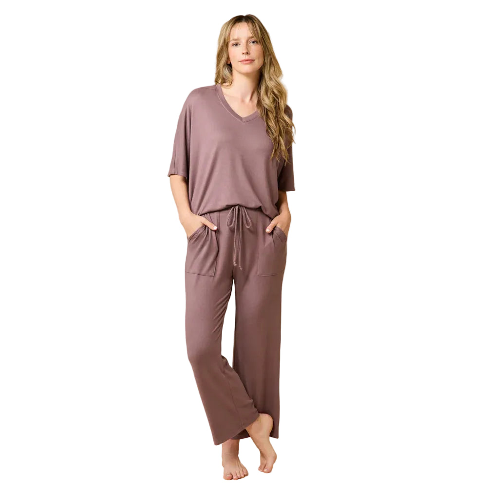 Softies Dream Jersey V-Neck & Capri Buttery Soft 2 Piece Lounge Set - Flirt! 