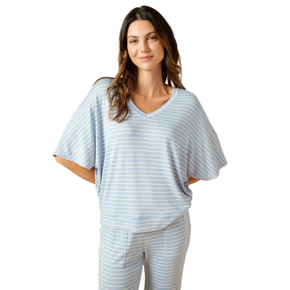 Softies Dream Jersey V-Neck & Capri Buttery Soft 2 Piece Lounge Set - Flirt! 