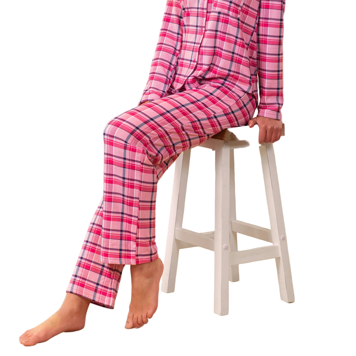 Navy & Pink Plaid Cloud Plush Pajama Pant - Flirt! 