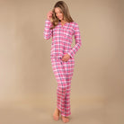 Navy & Pink Plaid Cloud Plush Pajama Pant - Flirt! 