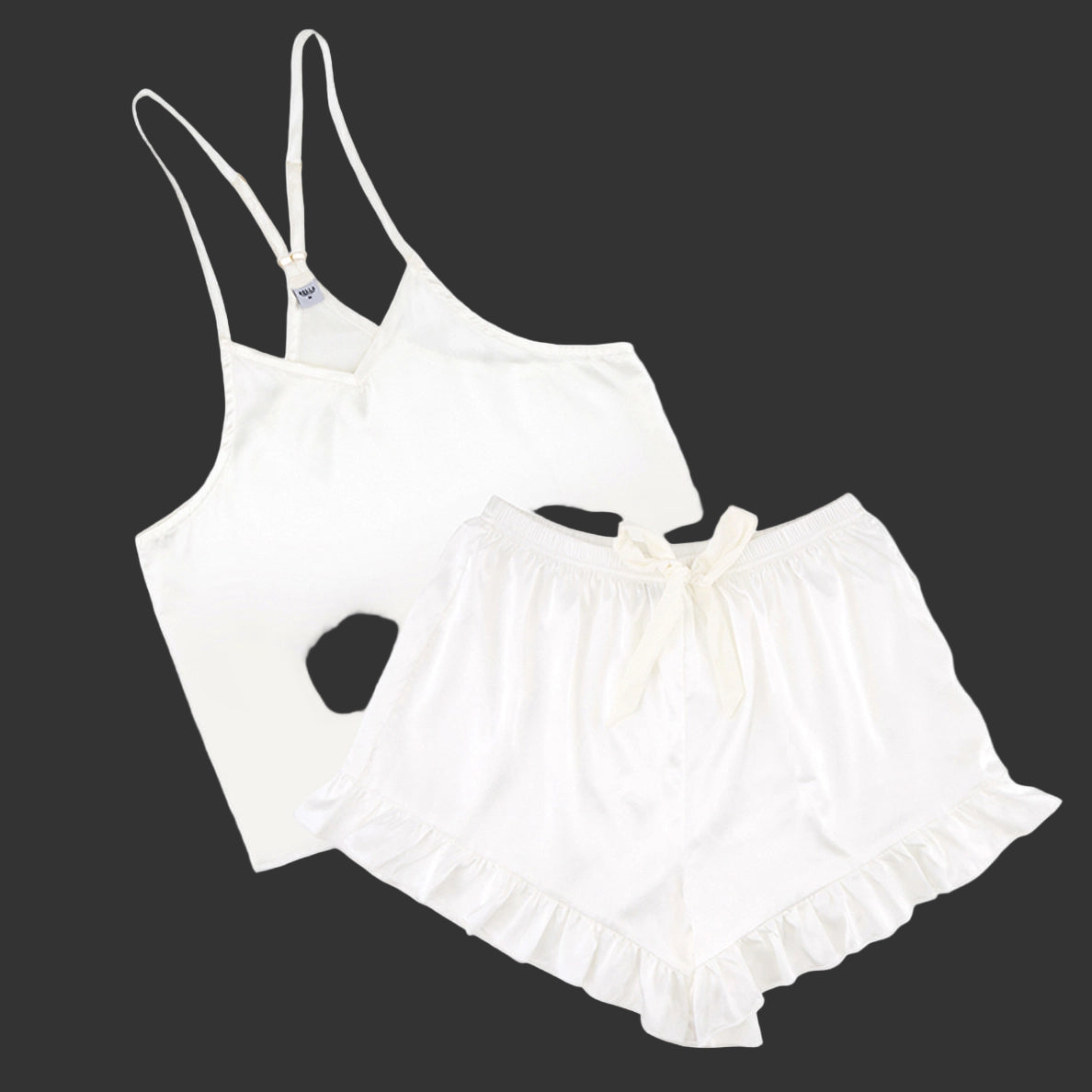 Bella Sleep + Spa 2 Piece Camisole and Ruffled Short Pajama Set - Flirt! 