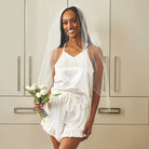 Bella Sleep + Spa 2 Piece Camisole and Ruffled Short Pajama Set - Flirt! 