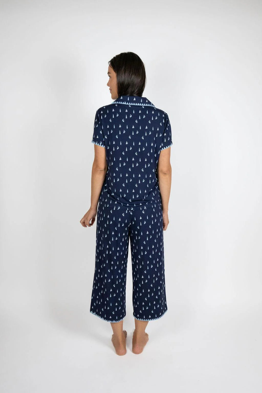 Aspen Dreams Sailboat Cropped 2 Piece Pajama Set - Flirt! 