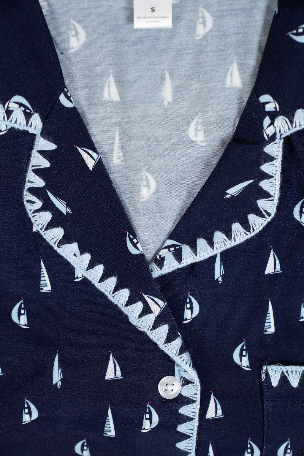 Aspen Dreams Sailboat Cropped 2 Piece Pajama Set - Flirt! 