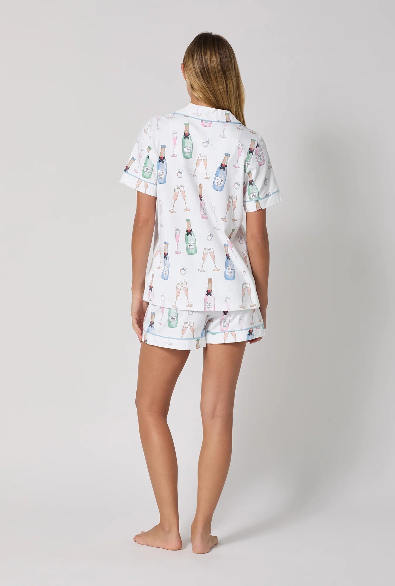 Bedhead Champagne Wedding Short Sleeve Classic Shorty Stretch Jersey 2 Piece PJ Set - Flirt! 