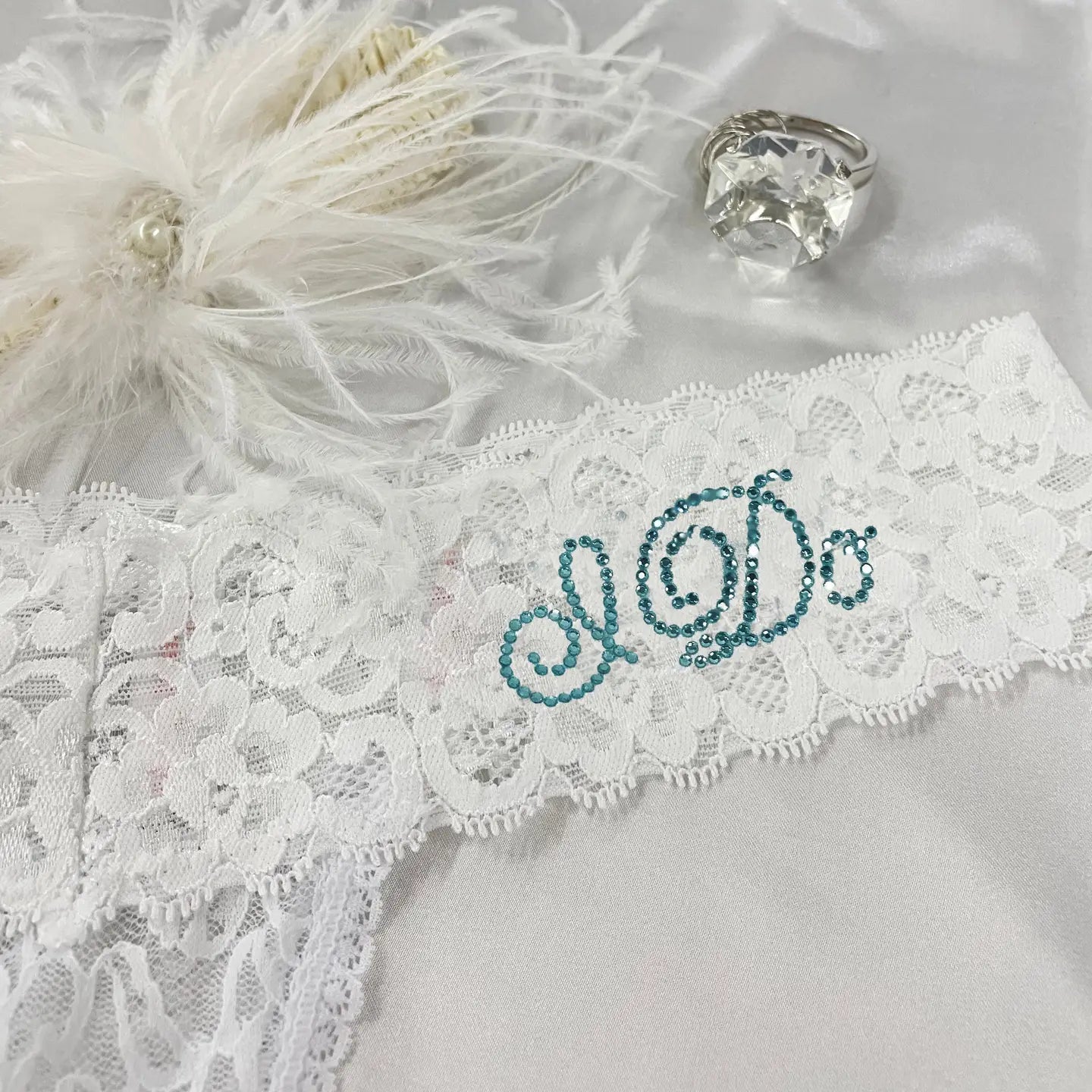 Classy Bride Darling Lace Crystal Jeweled Bridal Thong Panties - Flirt! 