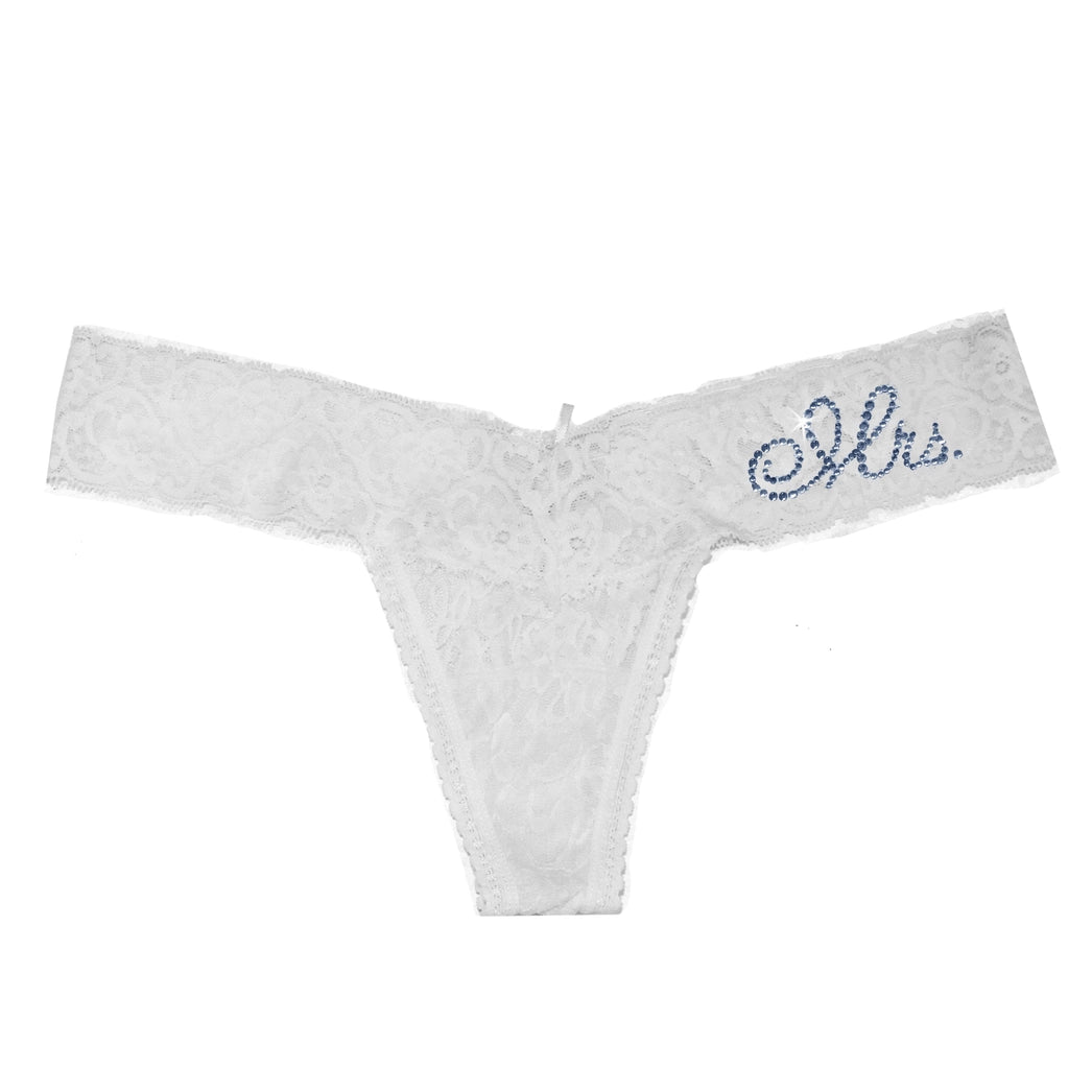 Classy Bride Darling Lace Crystal Jeweled Bridal Thong Panties - Flirt! 