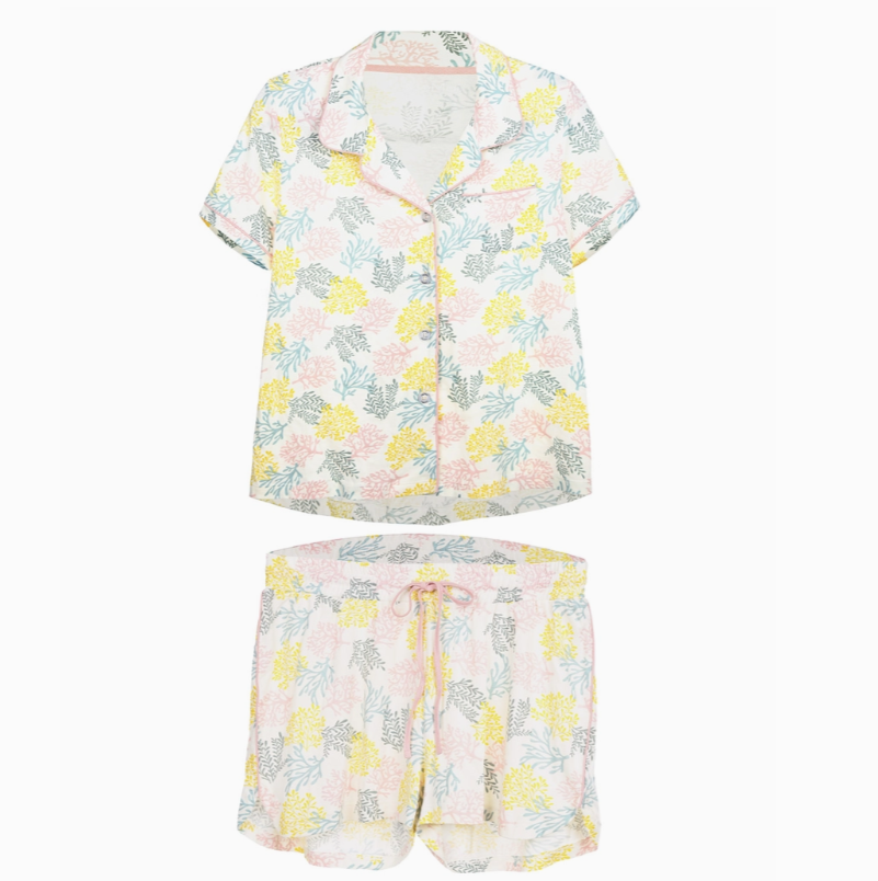 2 Piece Coral Reef Pajama Set with Short Sleeve and Short - Flirt! 